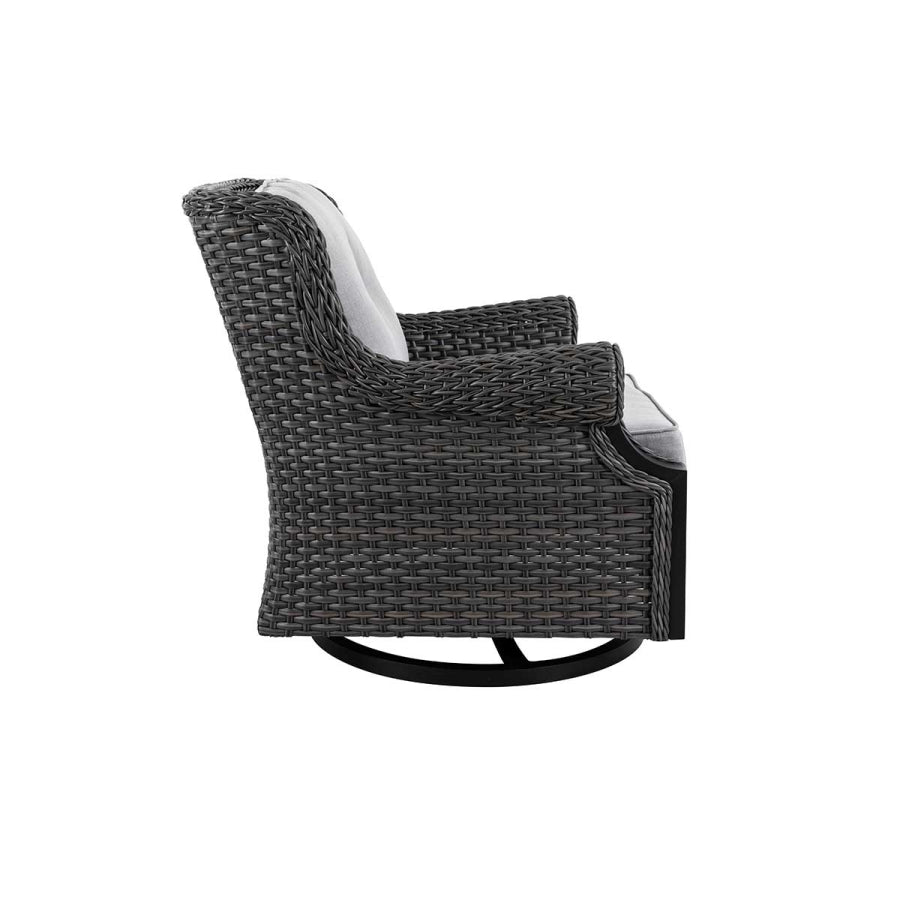Lassen 4-Piece Grey Wicker Patio Set with Swivel Rocking Chairs