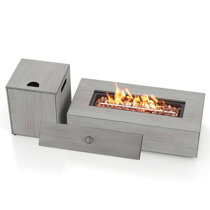 42 In. Outdoor Rectangular Propane Fire Table with Tank Holder – 50,000 BTU