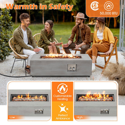 42 In. Outdoor Rectangular Propane Fire Table with Tank Holder – 50,000 BTU