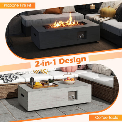 42 In. Outdoor Rectangular Propane Fire Table with Tank Holder – 50,000 BTU